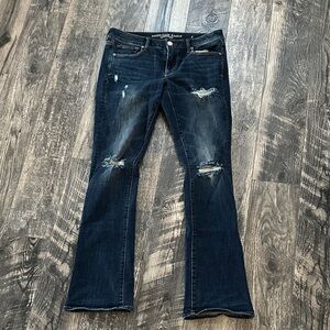 American Eagle Outfitters Women's Dark Blue Flare Jeans